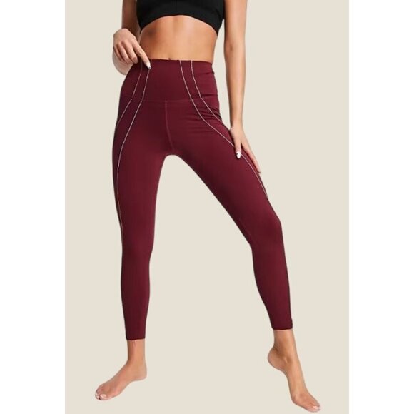 Nike Yoga Garnet Maroon and Gold Dri-Fit 7/8 Leggings Size M - Picture 1 of 6